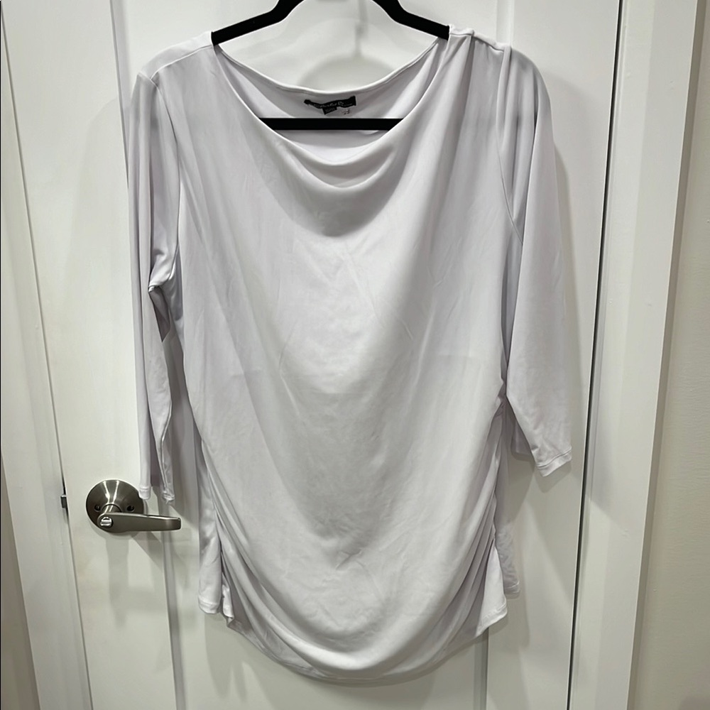 Charlies Gray Cowl Neck 3/4 Sleeve Blouse